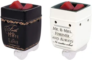 2 Pc Set Faith Hope Love Mr Mrs Plug-in Wax Tart Oil Candle Warmer