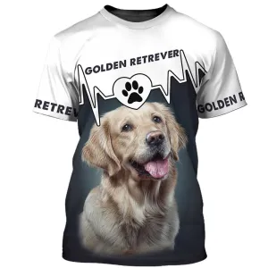 3D Dog T Shirts, Golden Retriever All Over Print T-Shirt, Gift For Pet Loves