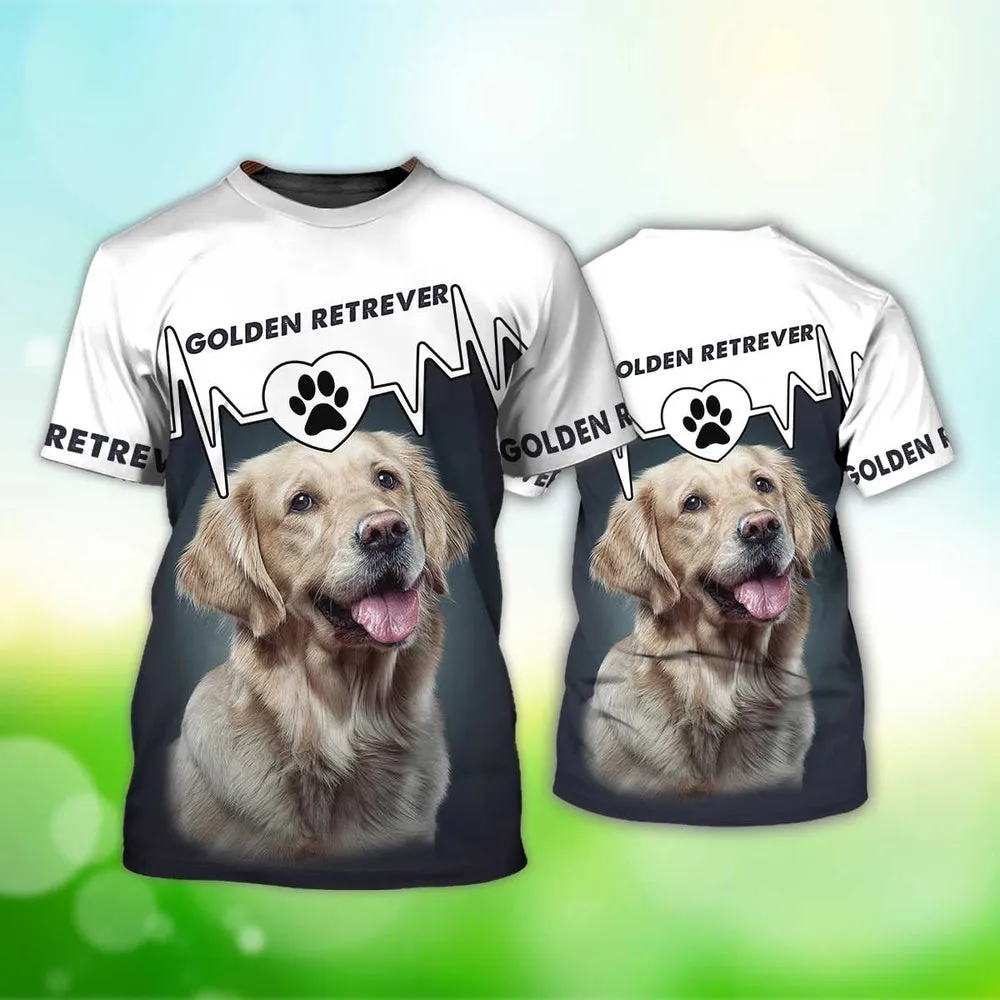 3D Dog T Shirts, Golden Retriever All Over Print T-Shirt, Gift For Pet Loves