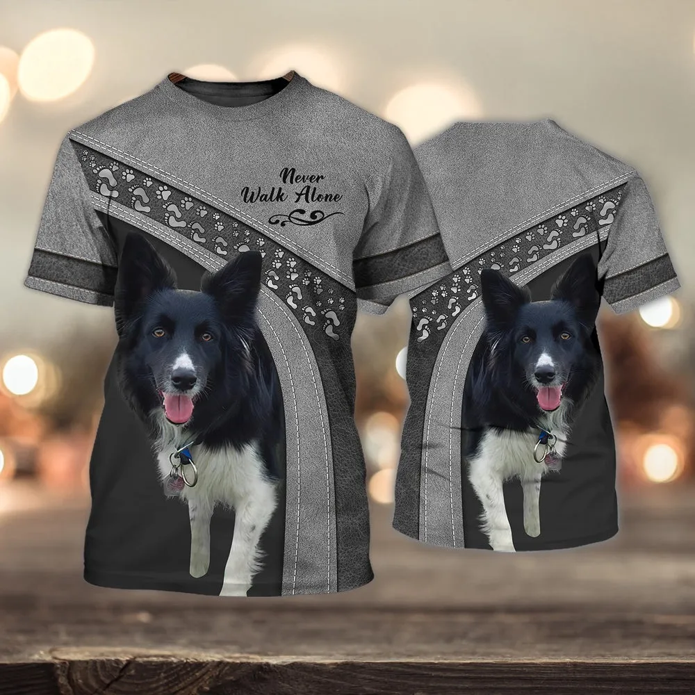 3D Dog T Shirts, Love Never Walk Alone All Over Print T-Shirt, Gift For Pet Loves