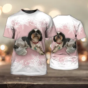 3D Dog T Shirts, Love Shih Tzu Snow All Over Print T-Shirt, Gift For Pet Loves