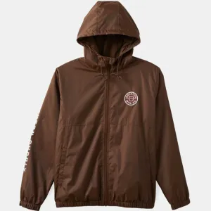 BRIXTON CLAXTON CREST LW ZIP HOOD JACKET PINECONE BROWN