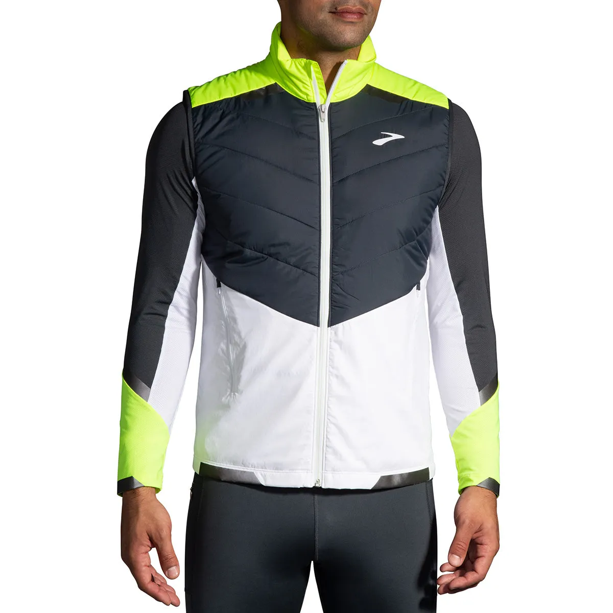 Brooks Run Visible Insulated Vest Mens | White/asphalt/nightlife