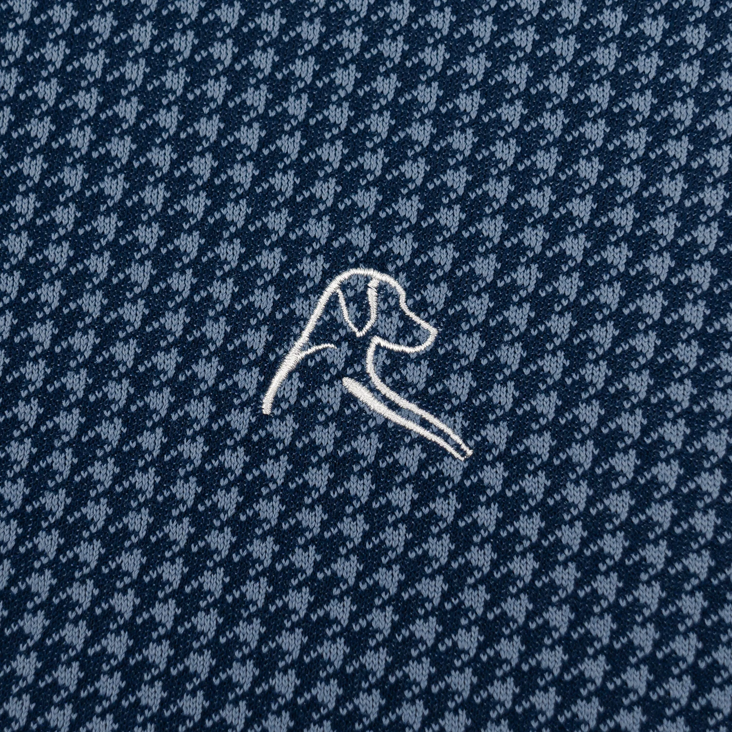 Dogstooth Houndstooth Jacquard Performance Q-Zip | The Dogstooth Houndstooth - Slate Blue/Fleet Navy