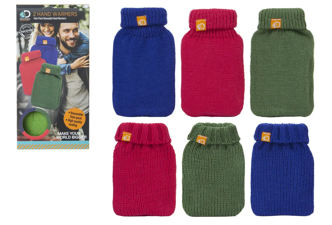 Generise Reusable Hand Warmer with Knitted Cover Single or Double - Random Colour (Blue, Red or Green)