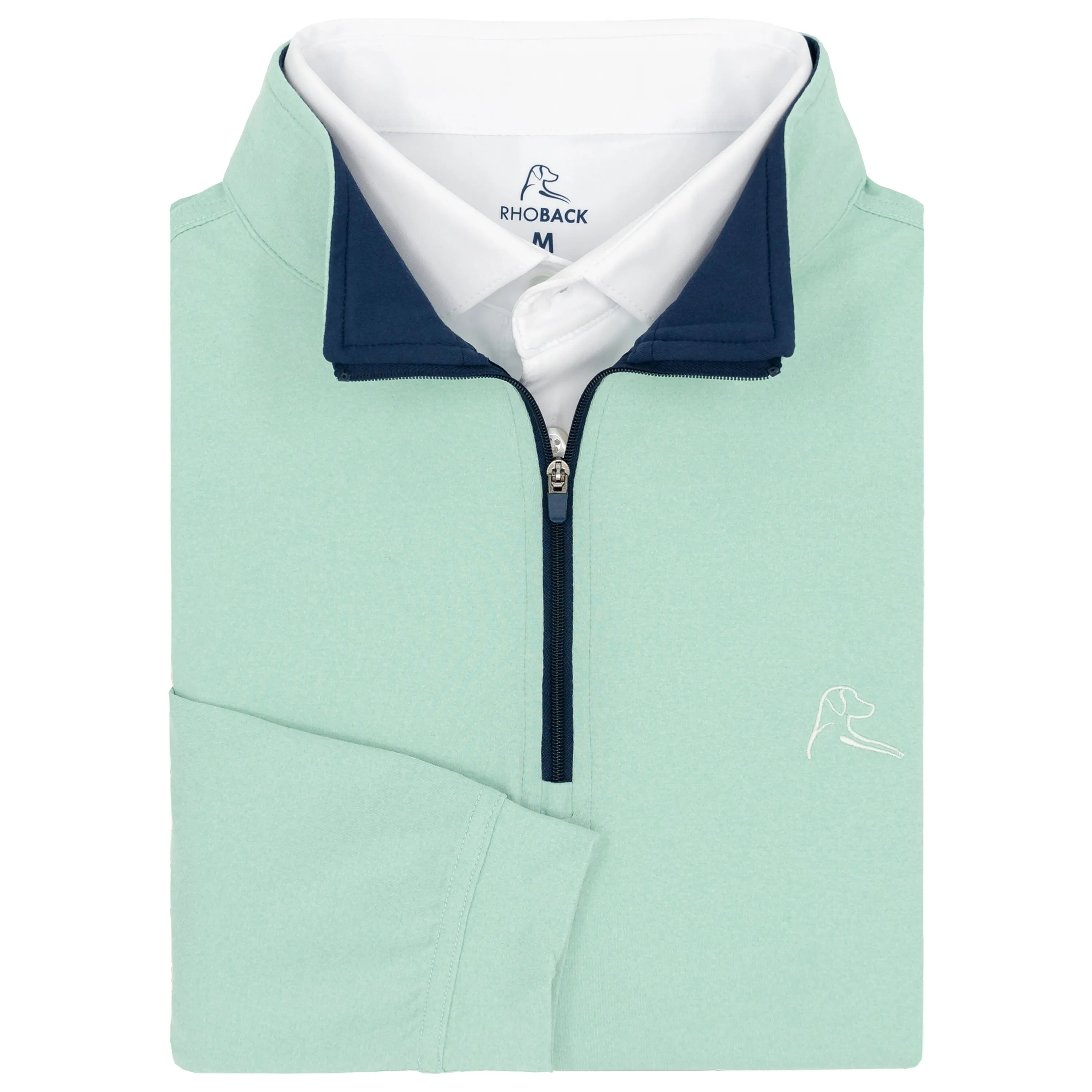 Heather Performance Q-Zip | Heather - Antigua Green/White