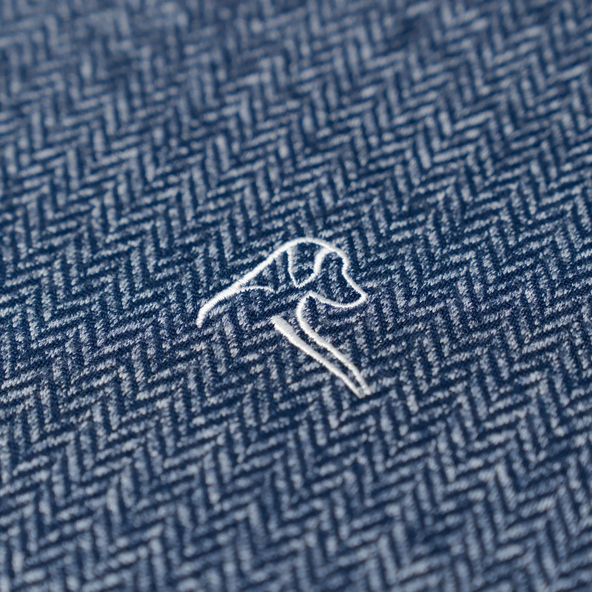 Herringbone Jacquard Performance Q-Zip | The Herringbone - Admiral Navy/White