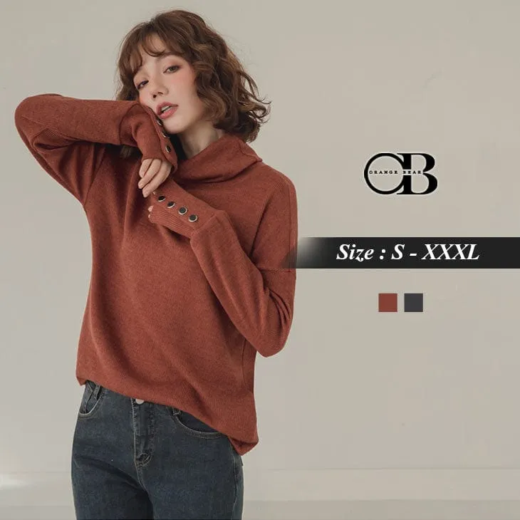 LONG SLEEVE BUTTONS KNIT TOPS