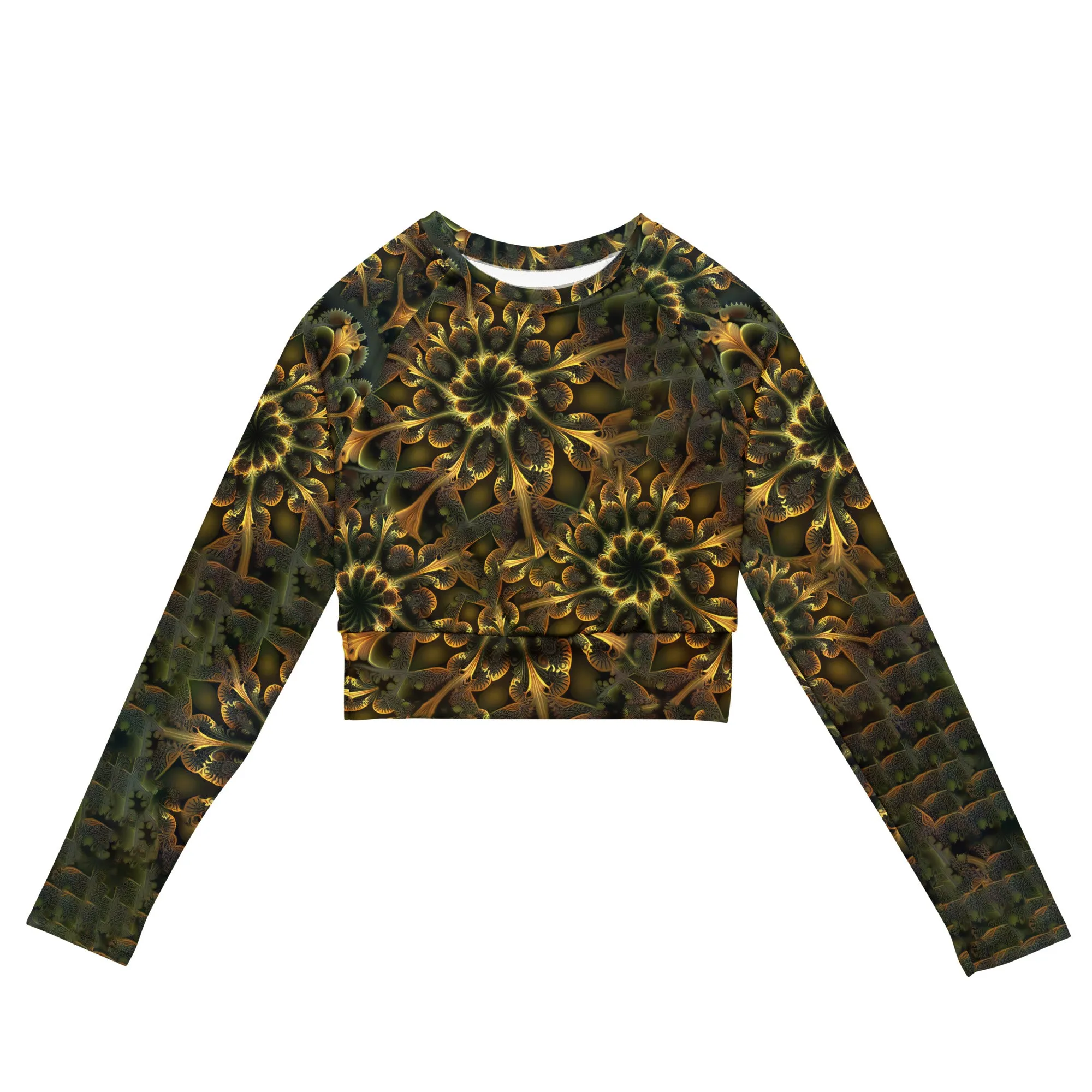 Long-Sleeve Crop Top Artificial Flower