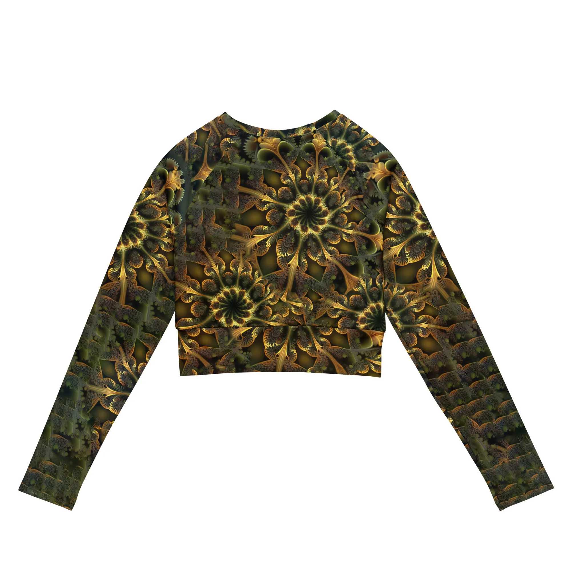 Long-Sleeve Crop Top Artificial Flower