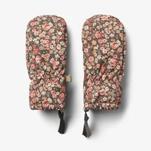 Mittens Zipper Tech - raven wild flowers