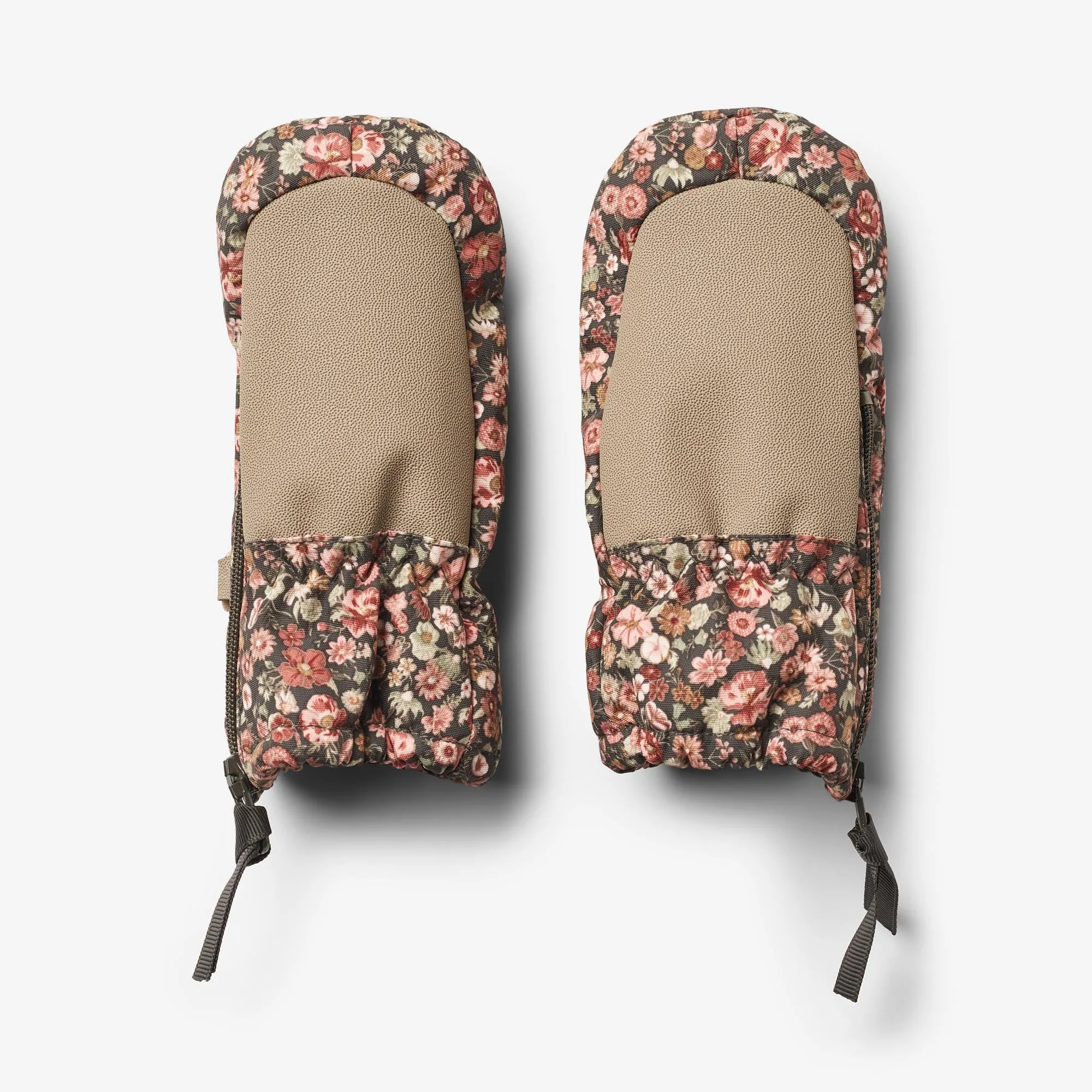 Mittens Zipper Tech - raven wild flowers