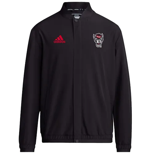 NC State Wolfpack Adidas Black Wolfhead Sideline Athlete Full Zip Woven Jacket