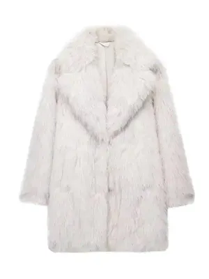 New women’s warm lapel loose faux fur effect coat