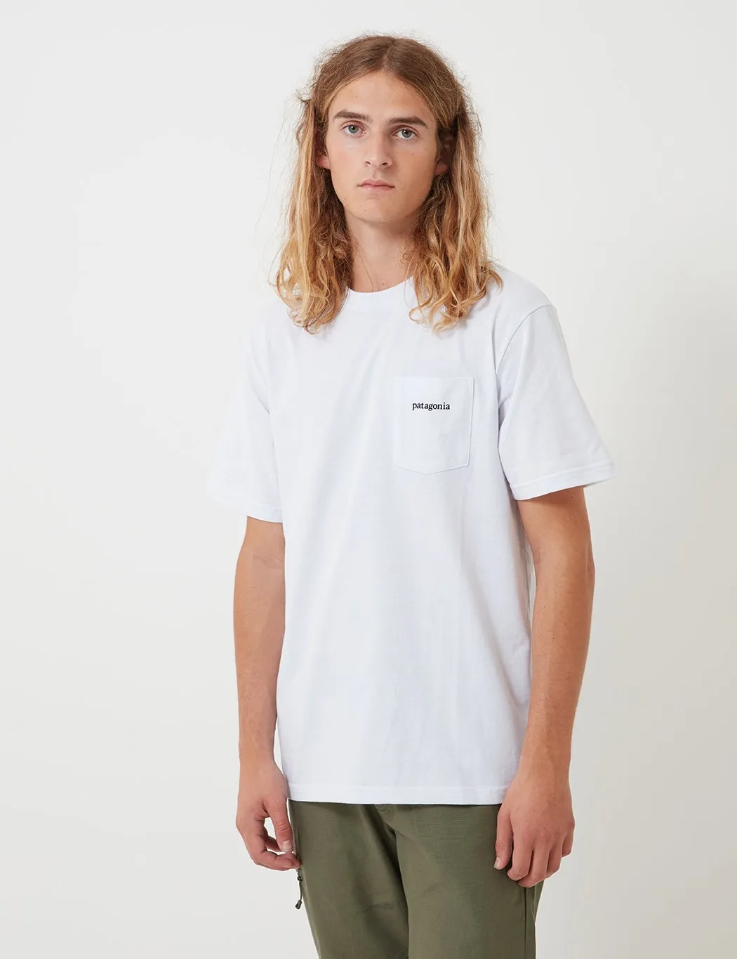 Patagonia Line Ridge Logo Pocket Responsibili-­Tee T­-Shirt - White