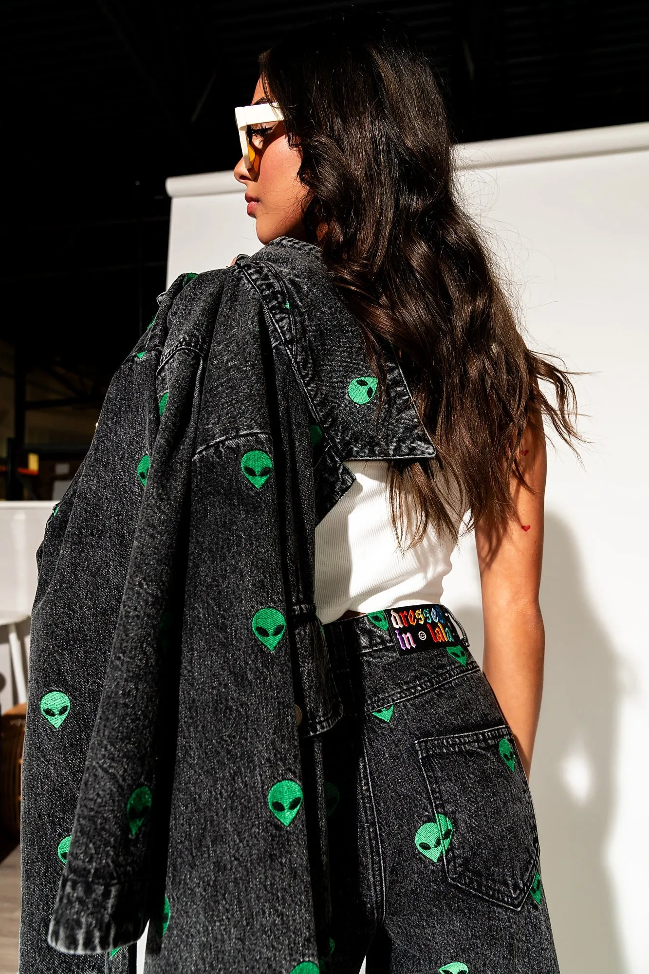 Rare Embroidered Alien Wide Leg Denim