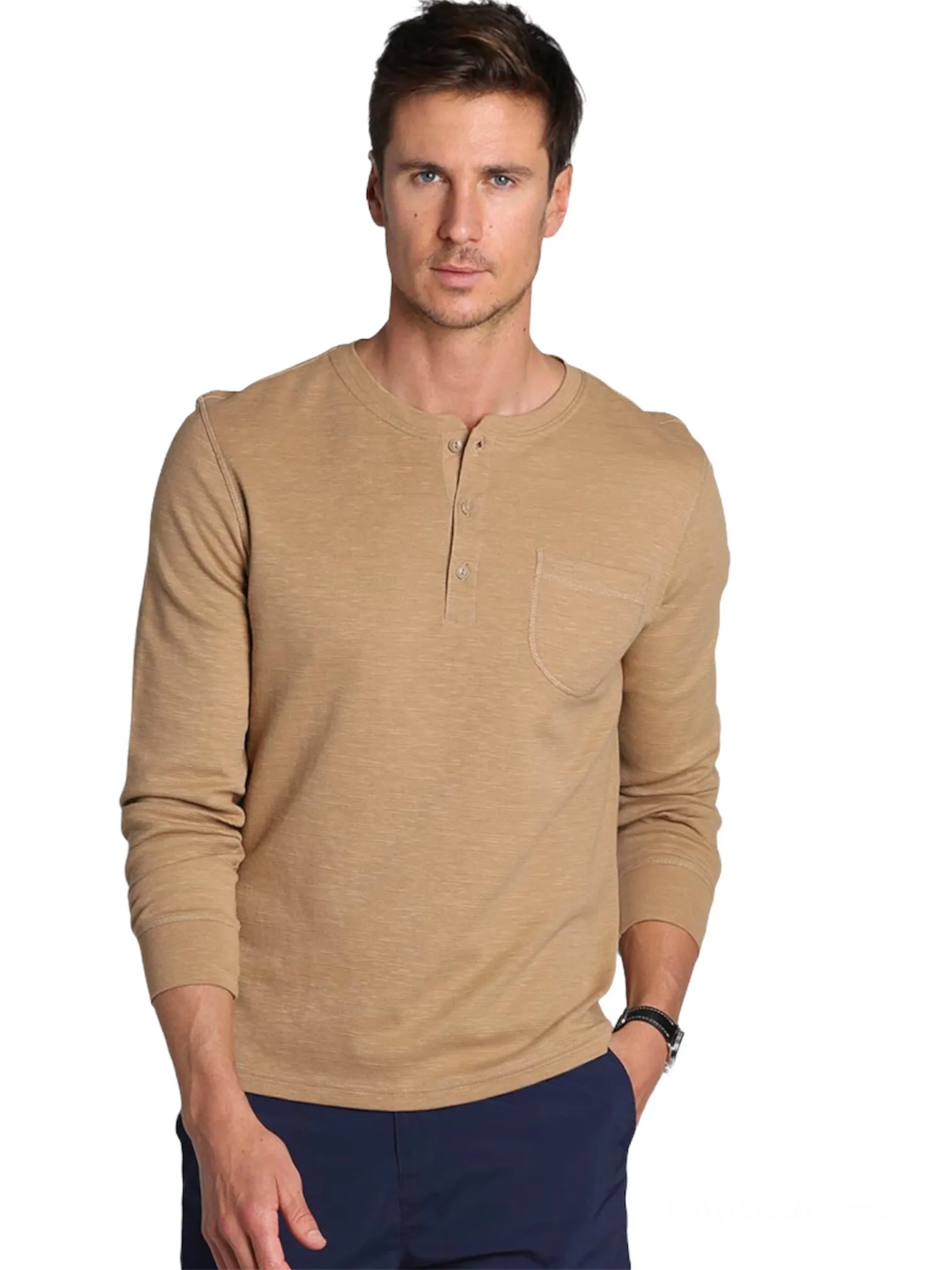 Tigers Eye Waffle Long Sleeve Henley